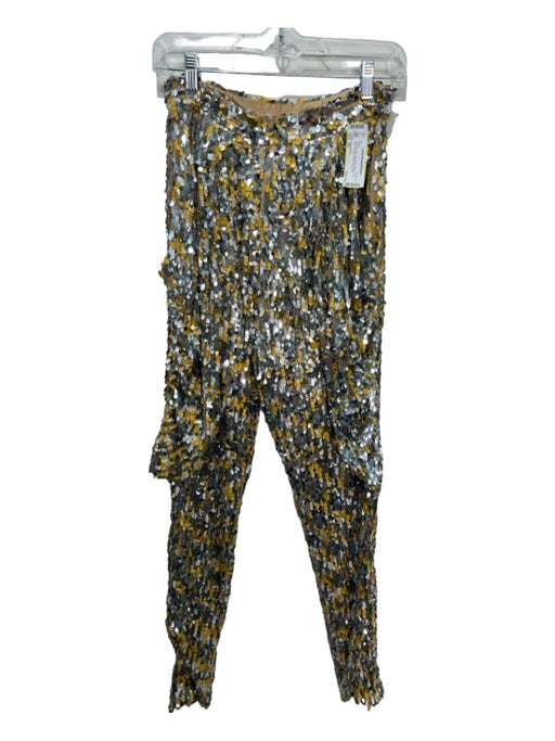 Diegobinetti Size XS Silver & Gold Synthetic Sequin High Rise Metallic Pants Silver & Gold / XS