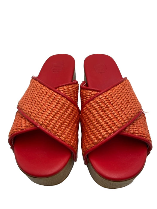 8 by Yoox Shoe Size 36 Red Raffia Studded Open Toe Cross Over Clog Sandals Red / 36