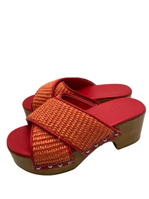 8 by Yoox Shoe Size 36 Red Raffia Studded Open Toe Cross Over Clog Sandals Red / 36