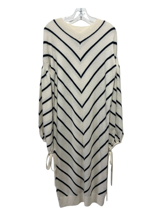 Zimmerman Size 0 Cream & Black Wool & Cashmere Chevron Stripe Blouson Dress Cream & Black / 0