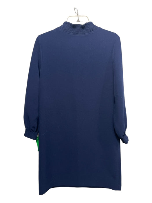 A.P.C Size 38 Navy Blue Polyester Smocked Crepe Dress Navy Blue / 38