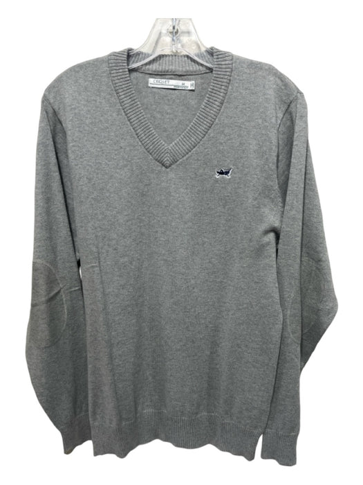 Criquet Size M Light Gray Cotton Blend Solid V Neck Men's Sweatshirt M