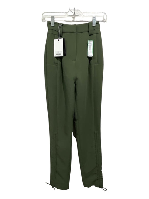 Aje. Size 4 Green Polyester & Rayon Pockets High Waist Ruched Pants Green / 4