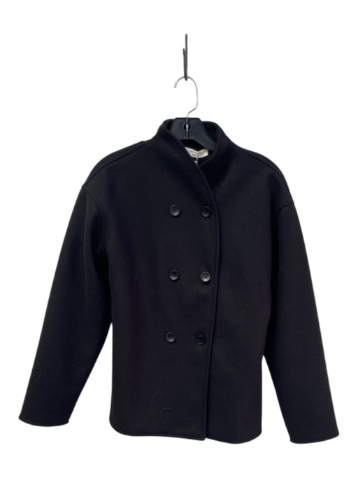 Commense Size XS Black Polyester Blend Button Front Long Sleeve Collared Coat Black / XS