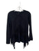 Sandro Size Est S Black Wool Blend Round Neck Long Sleeve Back Zip Fringe Top Black / Est S