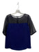 Milly Size S Black & Navy Silk Round Neck Short Sleeve Keyhole Back Top Black & Navy / S