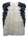 3.1 Phillip Lim Size 2 White & Blue Silk Embroidered Flowers Sheer V Neck Top White & Blue / 2