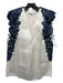 3.1 Phillip Lim Size 2 White & Blue Silk Embroidered Flowers Sheer V Neck Top White & Blue / 2