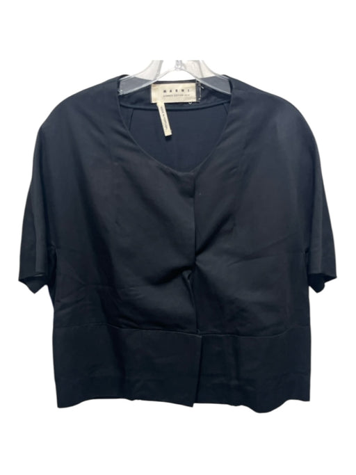 Marni Size 38 Black Cotton Short Sleeve Snap pocket Jacket Black / 38