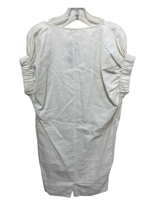 Aeron Size 2 White Linen Smocked Pockets Cap Sleeve Midi Dress White / 2