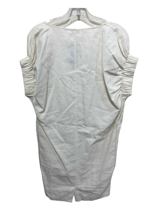 Aeron Size 2 White Linen Smocked Pockets Cap Sleeve Midi Dress White / 2