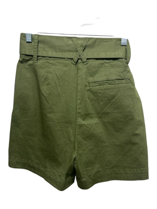 Alex Mill Size 0 Green Cotton Belted zip fly Pleated High Rise Shorts Green / 0