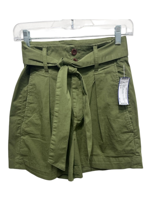 Alex Mill Size 0 Green Cotton Belted zip fly Pleated High Rise Shorts Green / 0
