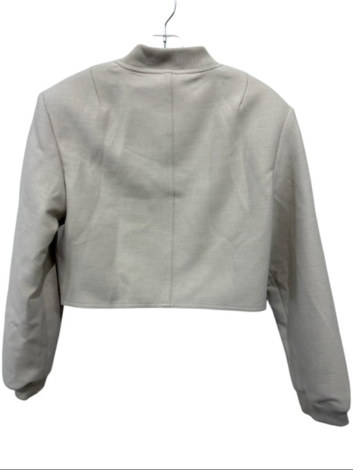 H&M Size S Beige Polyester Cropped Shoulder Pads Bomber Jacket Beige / S