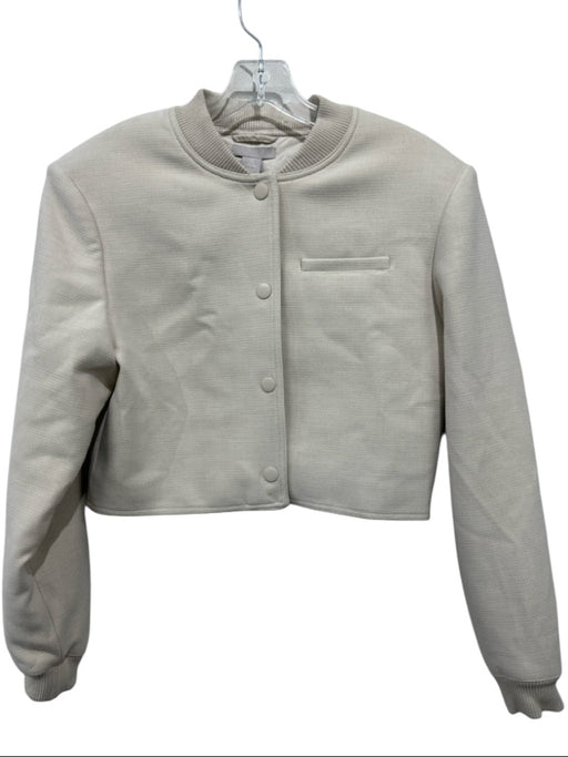 H&M Size S Beige Polyester Cropped Shoulder Pads Bomber Jacket Beige / S
