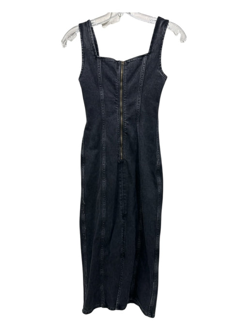 Abercrombie & Fitch Size XXXS Black Cotton Sleeveless Back Zip Back Slit Dress Black / XXXS