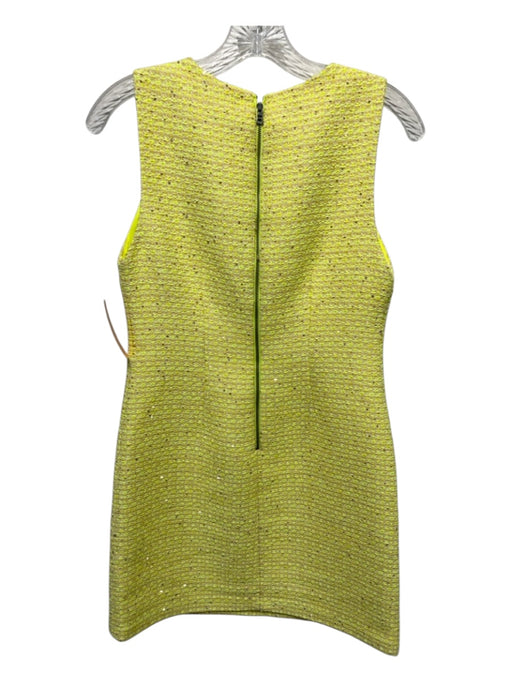 Alice + Olivia Size 0 Neon Yellow Cotton & Polyester Tweed Sleeveless Dress Neon Yellow / 0