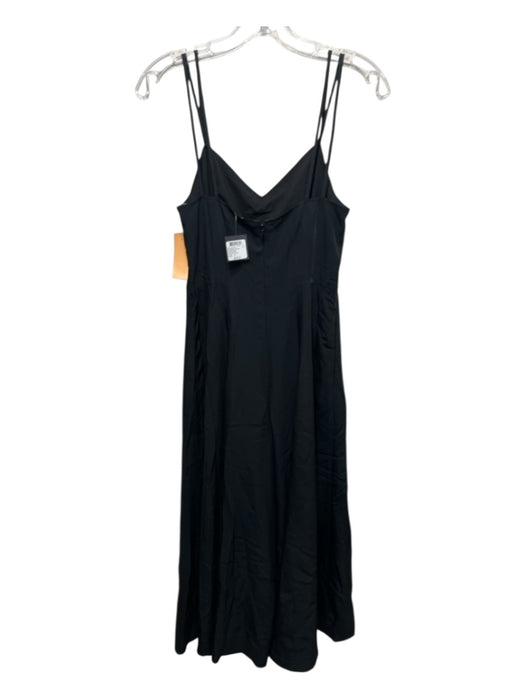 Club Monaco Size 2 Black Viscose V Neck Sleeveless Pockets Jumpsuit Black / 2