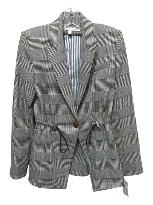 Veronica Beard Size 0 Black, White, Yellow Polyester Blend Cinch Detail Jacket Black, White, Yellow / 0