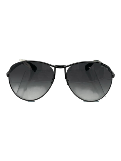 Lanvin Gray Metal & Acetate Tortoise Shell Aviator Sunglasses Gray