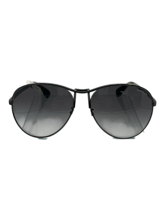 Lanvin Gray Metal & Acetate Tortoise Shell Aviator Sunglasses Gray