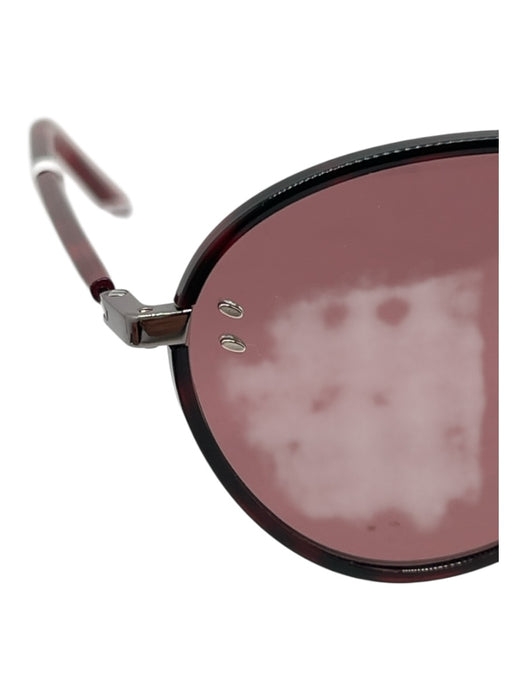Stella McCartney Red Metal Tortoise Round Lens Sunglasses Red