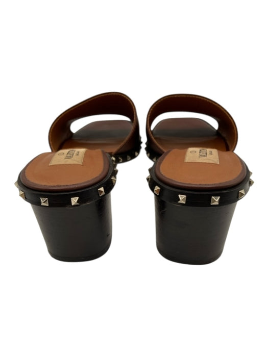 Valentino Garavani Shoe Size 36 Brown & Black Leather Upper Rockstud Sandals Brown & Black / 36