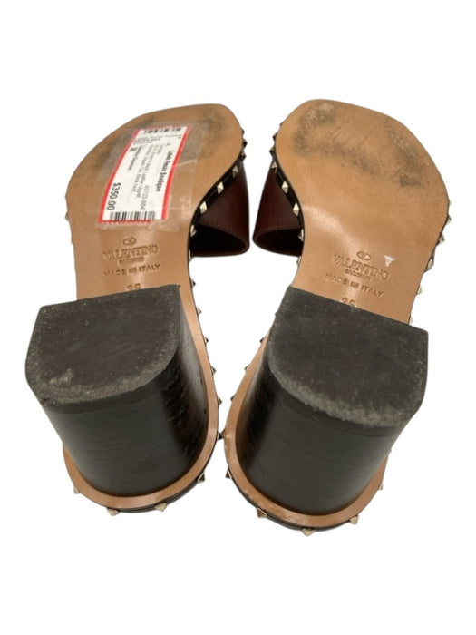 Valentino Garavani Shoe Size 36 Brown & Black Leather Upper Rockstud Sandals Brown & Black / 36
