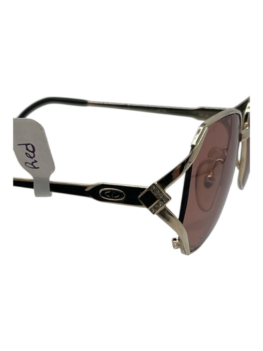 Christian Dior Gold & Brown Gold Tone Metal Diamond Shape Square Lens Sunglasses Gold & Brown