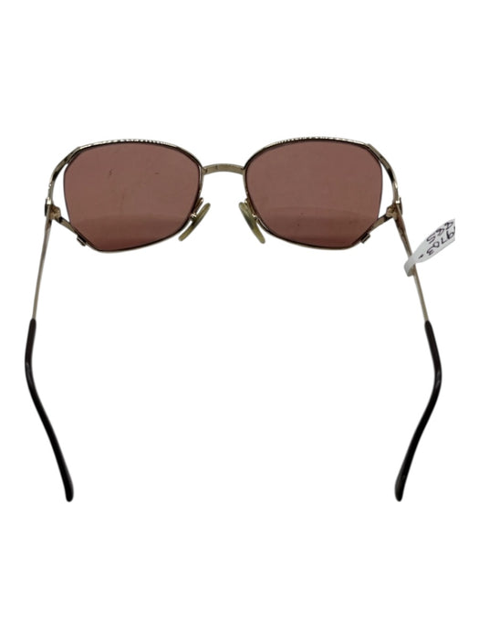 Christian Dior Gold & Brown Gold Tone Metal Diamond Shape Square Lens Sunglasses Gold & Brown
