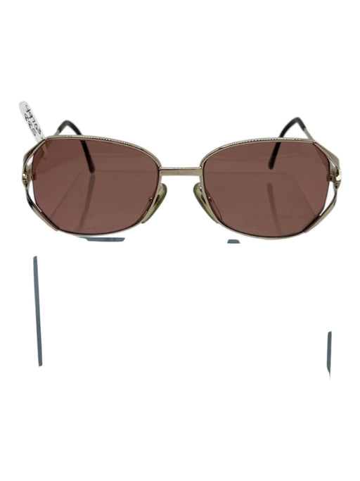 Christian Dior Gold & Brown Gold Tone Metal Diamond Shape Square Lens Sunglasses Gold & Brown
