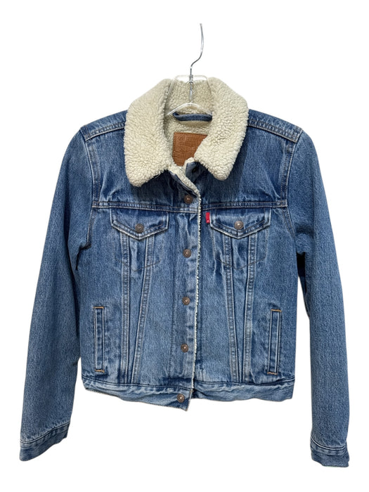 Levi's Size XS Medium Wash Cotton Sherpa Lined Button Front Jacket Medium Wash / XS