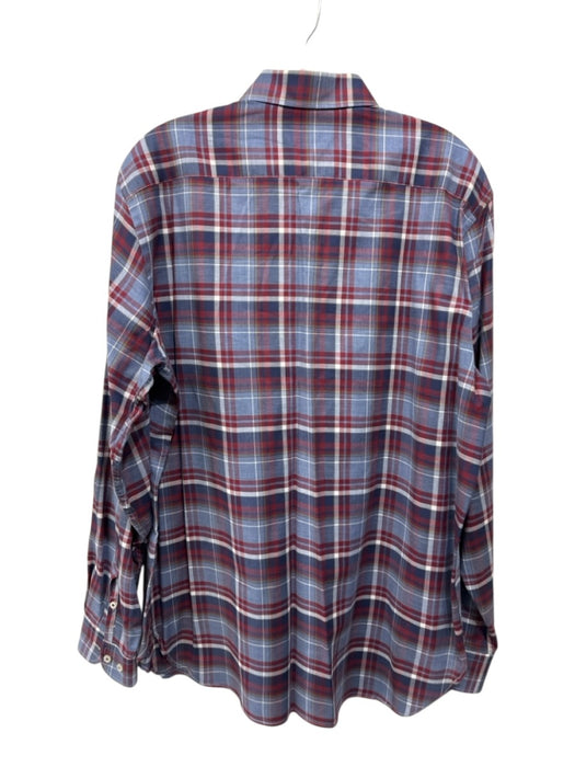 Alan Paine Size M Blue & Red Cotton Plaid Button Up Men's Long Sleeve Shirt Blue & Red / M