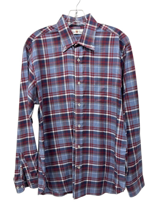 Alan Paine Size M Blue & Red Cotton Plaid Button Up Men's Long Sleeve Shirt Blue & Red / M