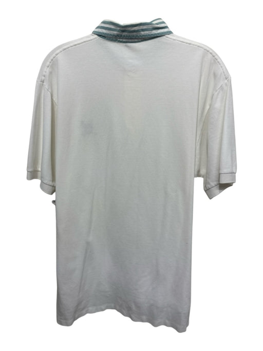 Polo Size L White Cotton Solid Polo Contrast Collar Men's Short Sleeve White / L