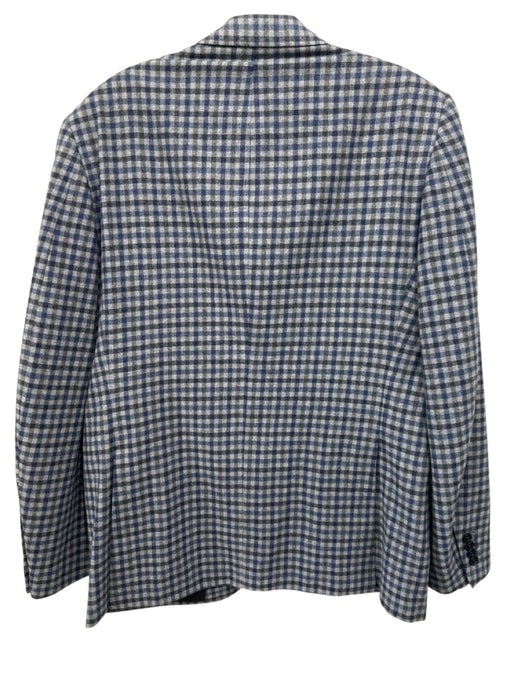 Tombolini Gray & Blue Wool Blend Plaid notched 2 Button Men's Blazer Gray & Blue / 50