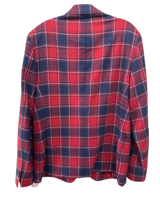 Gant Red & Blue Wool Plaid Patch Pocket 2 Button Men's Blazer Red & Blue / 52