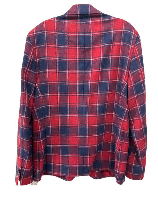 Gant Red & Blue Wool Plaid Patch Pocket 2 Button Men's Blazer Red & Blue / 52
