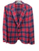 Gant Red & Blue Wool Plaid Patch Pocket 2 Button Men's Blazer Red & Blue / 52