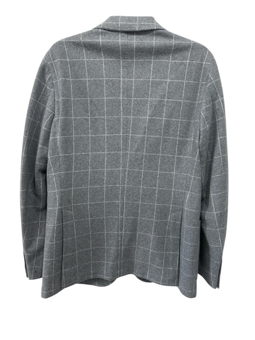 Tombolo Gray & White Wool & Cotton Window pane Patch Pocket 2 Button Blazer Gray & White / 50