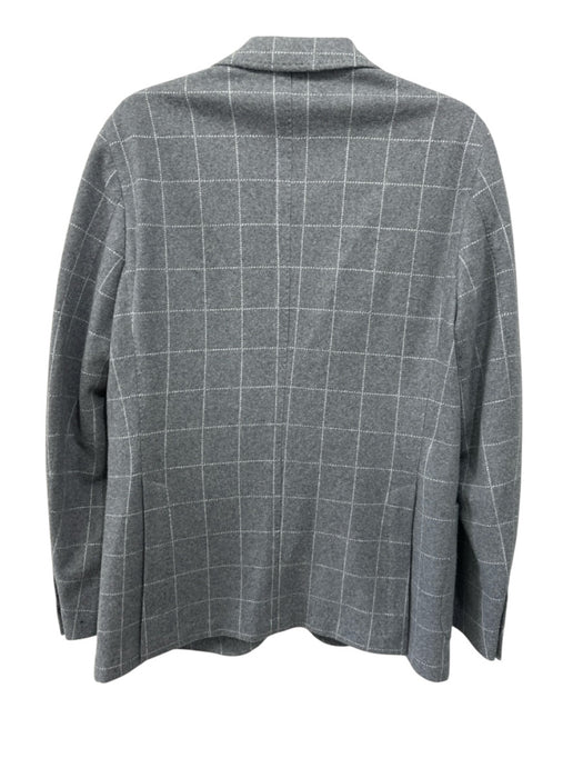 Tombolo Gray & White Wool & Cotton Window pane Patch Pocket 2 Button Blazer Gray & White / 50