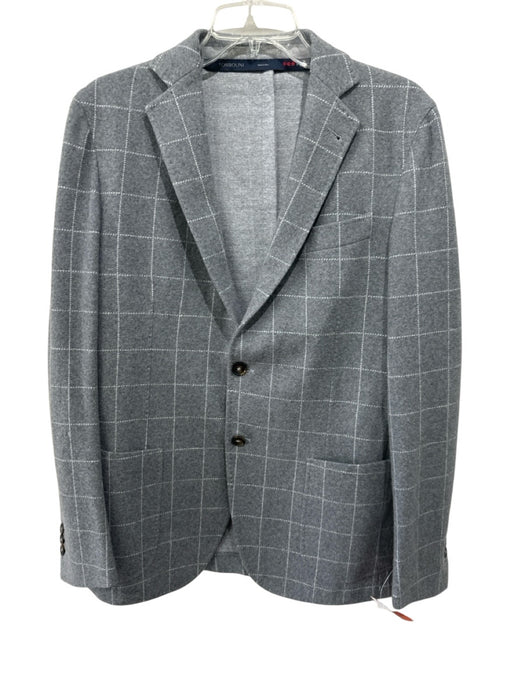 Tombolo Gray & White Wool & Cotton Window pane Patch Pocket 2 Button Blazer Gray & White / 50
