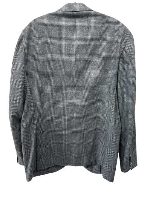 Ledbury Gray Wool Blend Plaid 2 Button Men's Blazer Gray / 50