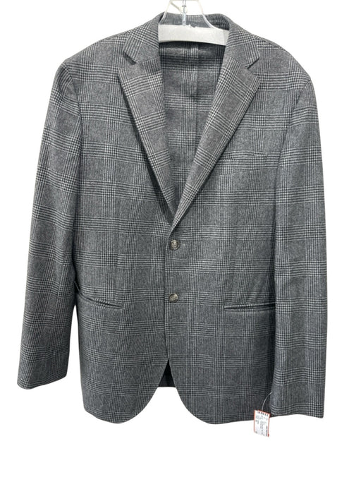 Ledbury Gray Wool Blend Plaid 2 Button Men's Blazer Gray / 50
