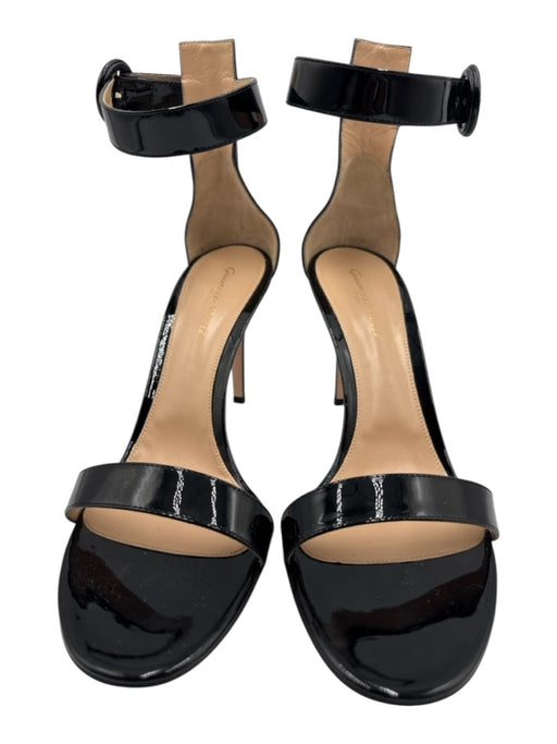 Gianvito Rossi Shoe Size 41 Black Leather Upper Patent Ankle Buckle Sandals Black / 41