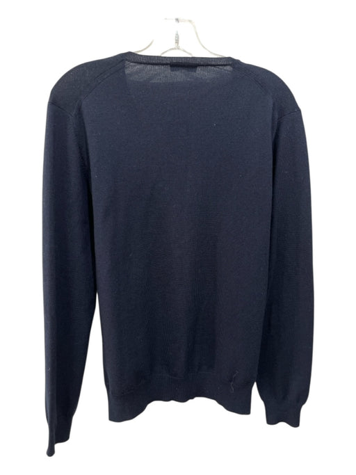 Prada Size 52 Navy Merino Wool Solid V Neck Men's Sweater Navy / 52
