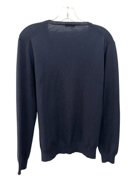 Prada Size 52 Navy Merino Wool Solid V Neck Men's Sweater Navy / 52