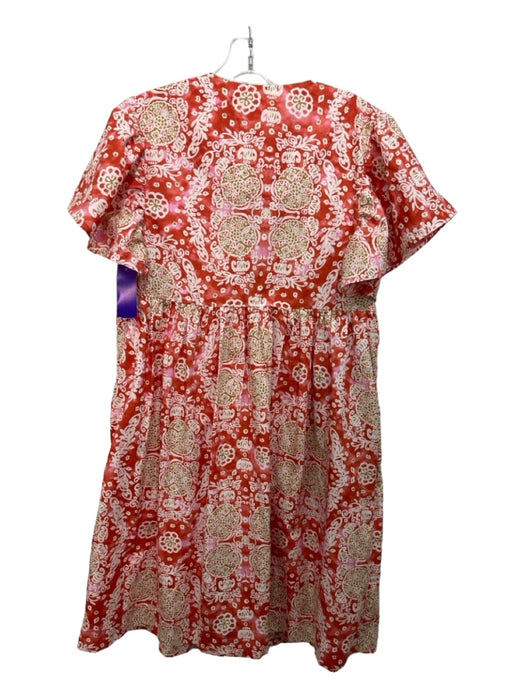 Maeve Size XS red & beige Cotton Paisley V Neck Cap Sleeve Shift Dress red & beige / XS