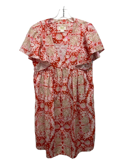 Maeve Size XS red & beige Cotton Paisley V Neck Cap Sleeve Shift Dress red & beige / XS