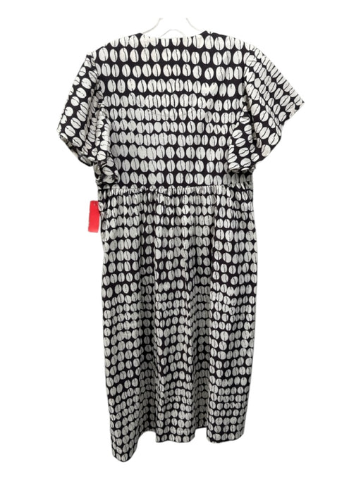 Maeve Size XS White & Brown Cotton Short Ruffle Sleeve Coffee Bean Print Dress White & Brown / XS